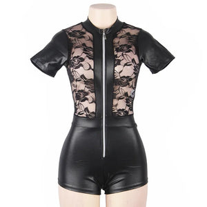 Leather Catsuit Short
