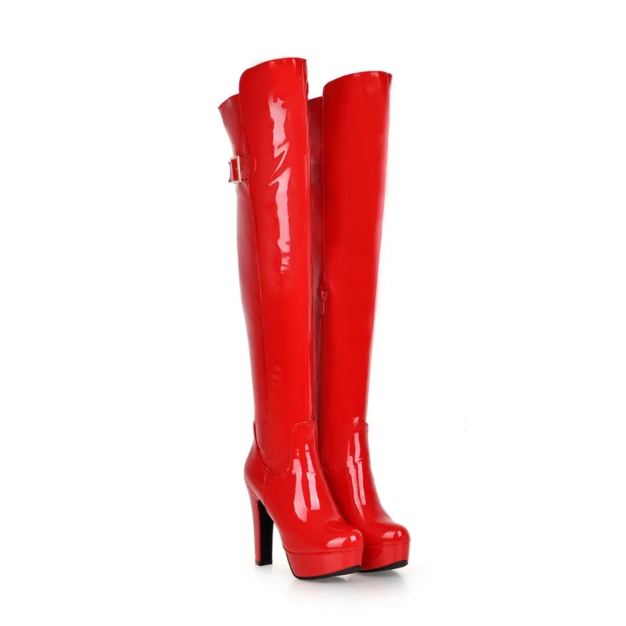 Shiny Over-Knee-Stiefel