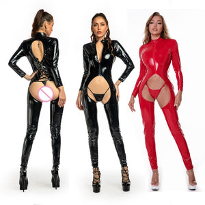 Shiny Catsuit mit Öffnung