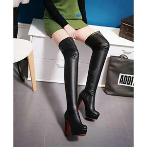 Leather Over-Knee-Stiefel