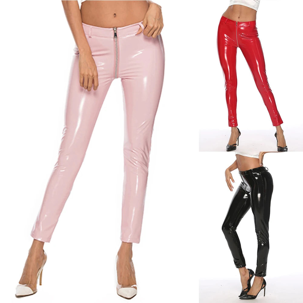 Shiny Leggings with Zipper