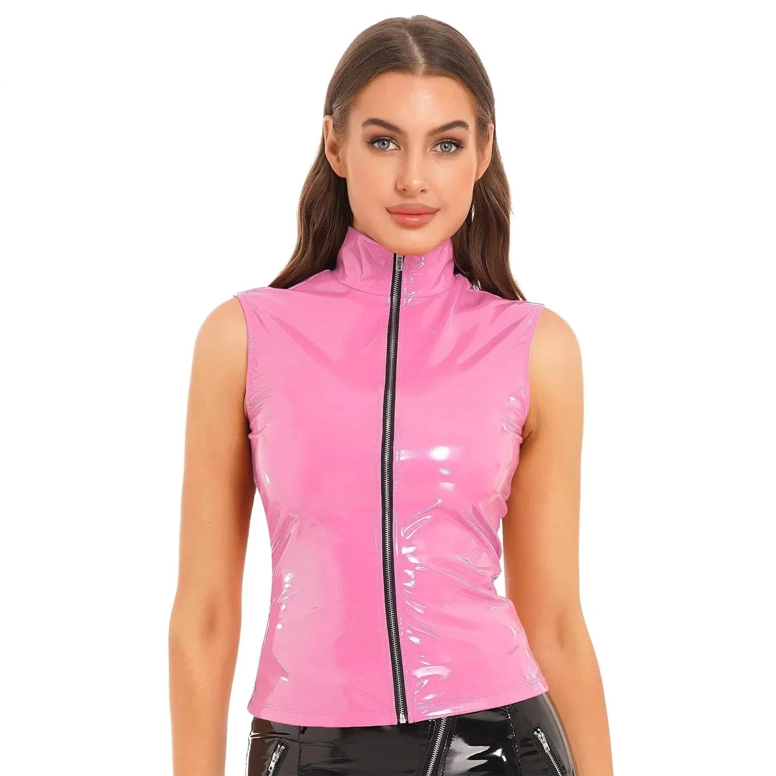 Shiny Top with Zipper