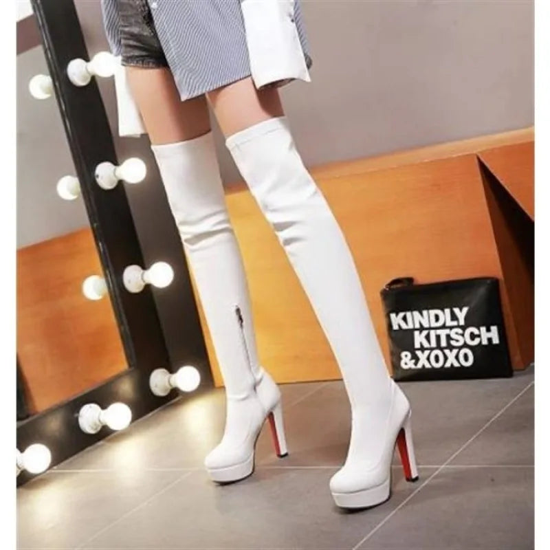 Leather Over-Knee-Stiefel