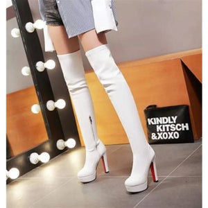 Leather Over-Knee-Stiefel