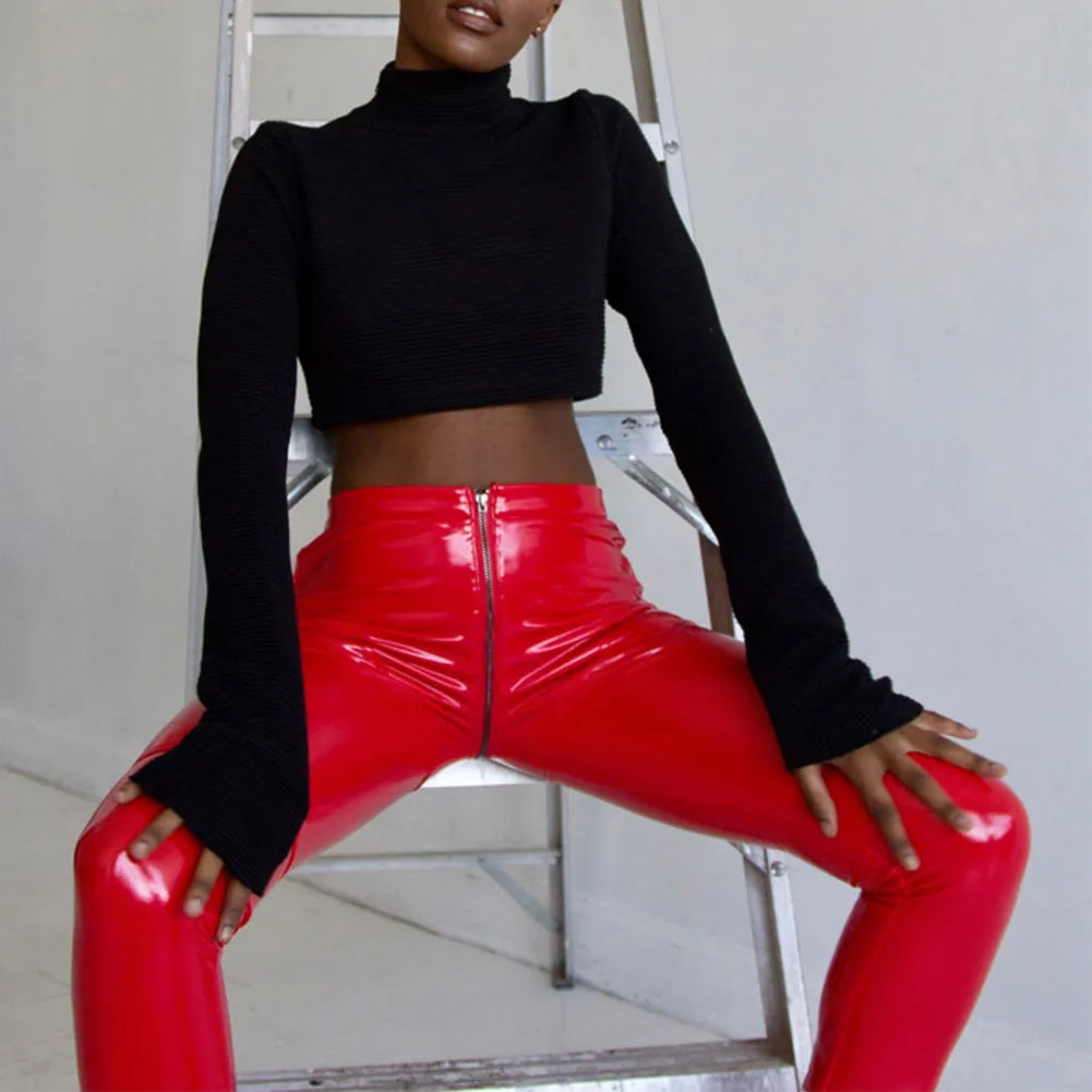 Shiny Leggings with Zipper